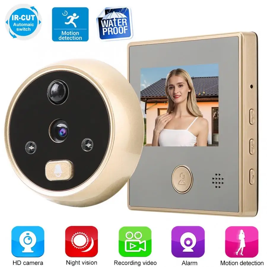 Door Camera 2.8 Inch Monitor Smart Video Doorbell HD300 Thousand Pixel PIR Motion Detection Electronic Doorbell Door Viewer