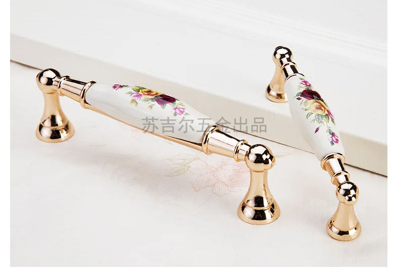 Ручка ящика из розового цинкового сплава, Керамическая Современная Минималистичная элегантная кухонная мебель для шкафа, ручка шкафчика для обуви, большая ручка