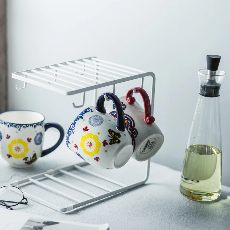 Coffee Cup Shelf Rack Iron Mug Hanging Holders Under Cupboard