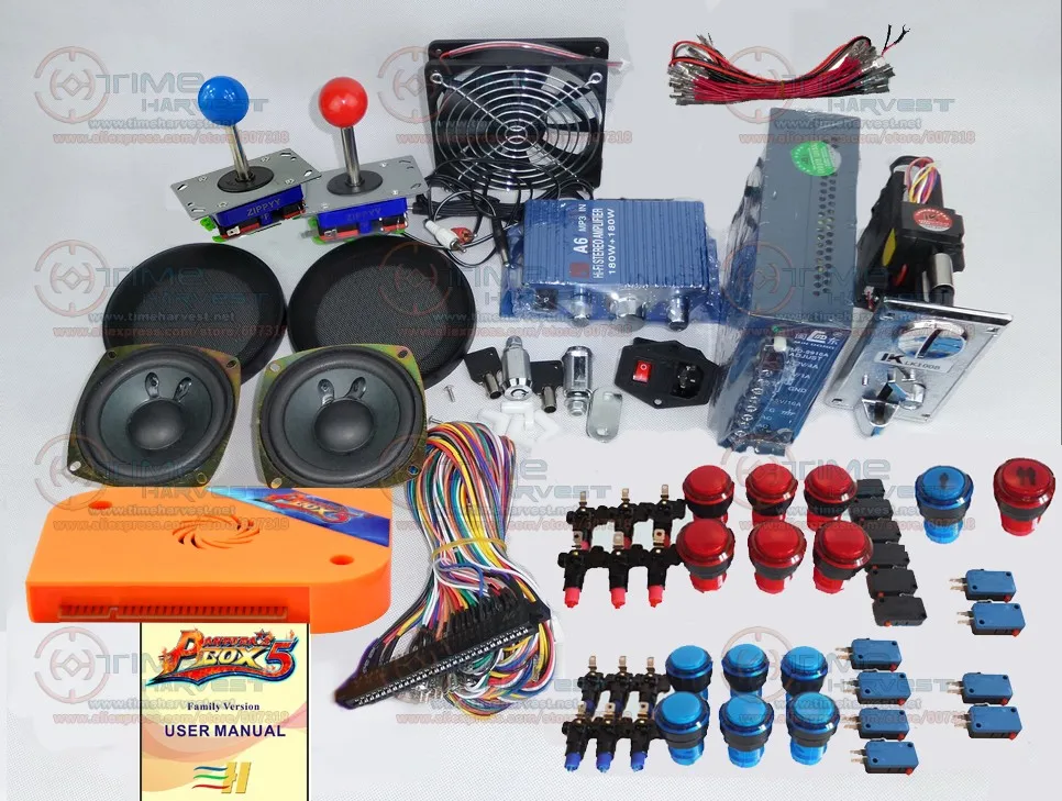 Arcade parts Bundles kit With Pandora Box 5 upgrade version VGA & HDMI output Joystick LED Buttons for Arcade Cabinet Machine