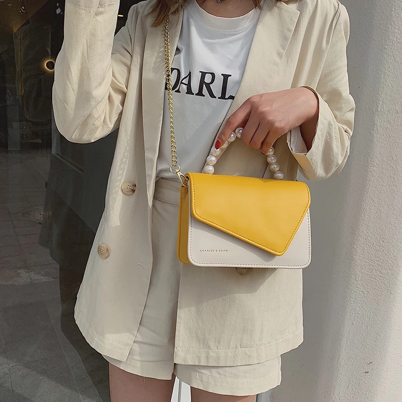 

Luxury Handbags Women Bags Designer Pearl Tote Woman Small Bag Handbag Fashion Panelled Shoulder Messenger Bag for Women 2019