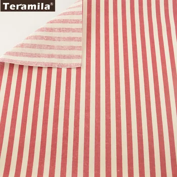 

Teramila Home Textile Red Strips Designs Cotton Linen Fabric Material Tissu Pillow Bag Cushion Tablecloth Crafts