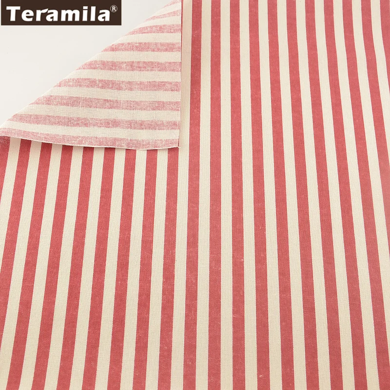 Teramila Home Textile Red Strips Designs Cotton Linen Fabric for Sewing Material Tissu Pillow Bag Cushion Tablecloth Handicrafts | Дом и сад