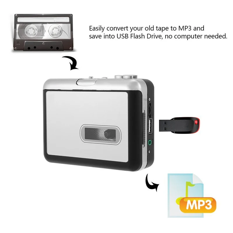 Кассета для MP3 конвертер плеер аналоговый ленты музыку цифровой сохранить USB флэш-накопитель, USB Walkman кассетный плеер Портативный