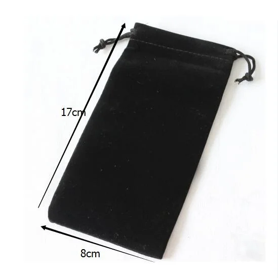 

50pcs/lot Wholesale 8x17cm Narrow Size Drawstring Velvet Bags For Jewelry Pouch Bag Gift Packaging Can Custom-made Printing Logo