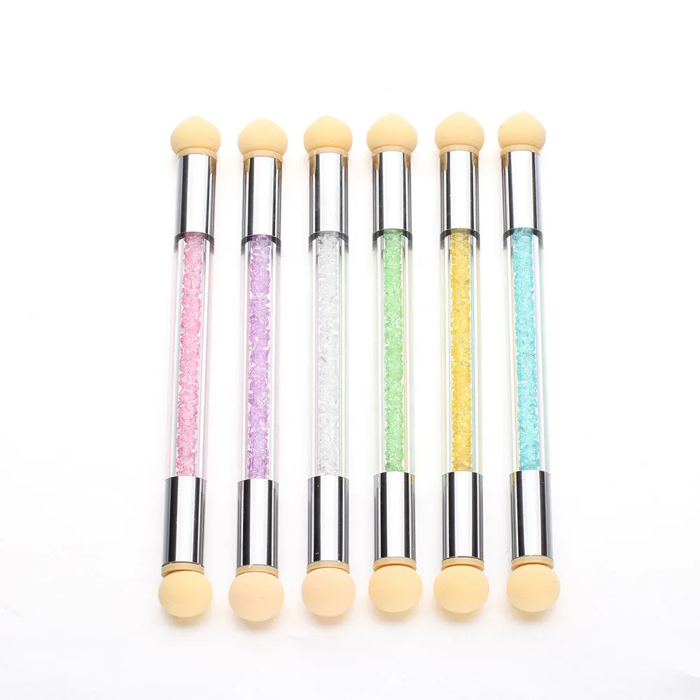 

Nail Art 1PC Nails Pen Brush Tools Glitter Powder Picking Dotting Gradient Pen Brush + 6 Sponge Nail Art Tools Set Feb01