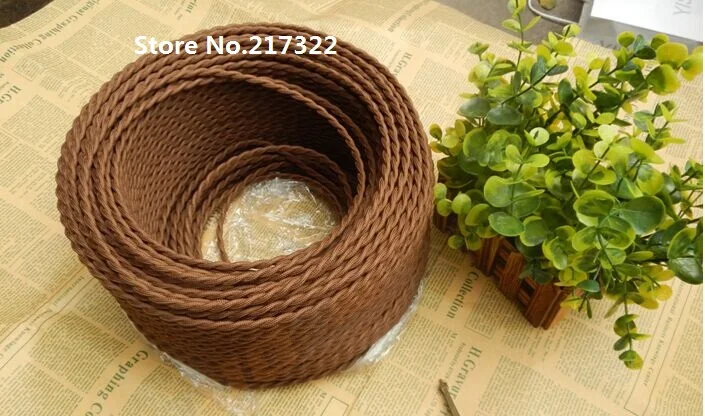 

(2m/lot) dia.0.75mm Brown color knitted cloth vintage twisted electrical wire/copper conductor electrical wire for pendant light