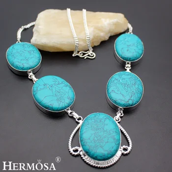 

HERMOSA Jewelry Unique Fashion Huge Green 925 Sterling Silver Women Necklace 18 inches HM416
