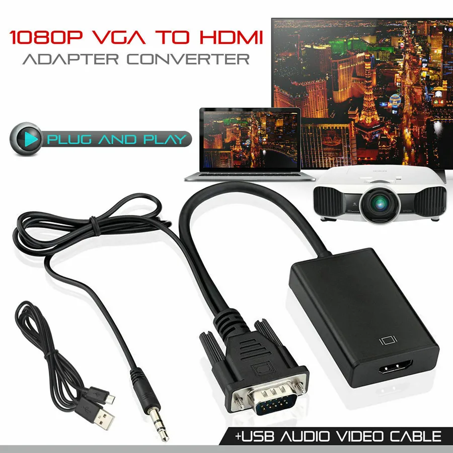VGA в HDMI адаптер Выход 1080P VGA штекер в HDMI Женский Аудио Видео кабель конвертер для ноутбук с HDTV проектор