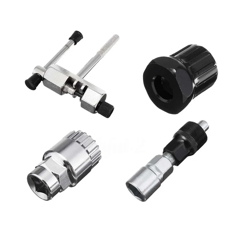 

UpperX 4Pc/set Mountain Bike MTB Bicycle Crank Chain Axis Extractor Removal Repair Tool Kit Cycling Accessories Black & silvery