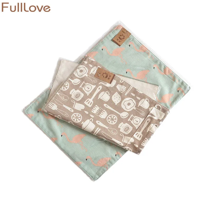 FullLove 40*30 см 2 шт./компл. хлопковые кухонные полотенца с принтом фламинго