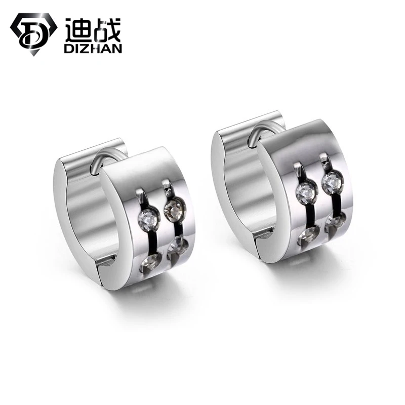 Luxury Style Jewelry Cool Titanium Steel AAA Zircon Hoop Earring Gothic Design Women s Pierced Silver