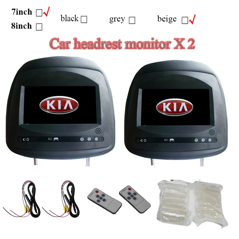 2pcs 7inch Car Headrest Monitor For Kia K2 K3 Sorento Cerato Forte Sportage With Touch Button