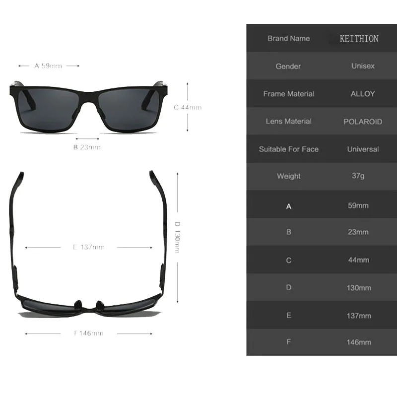 HEITHION Men Polarized Sunglasses Aluminum Magnesium Sun Glasses Driving Glasses Rectangle Shades For Men Oculos masculino Male