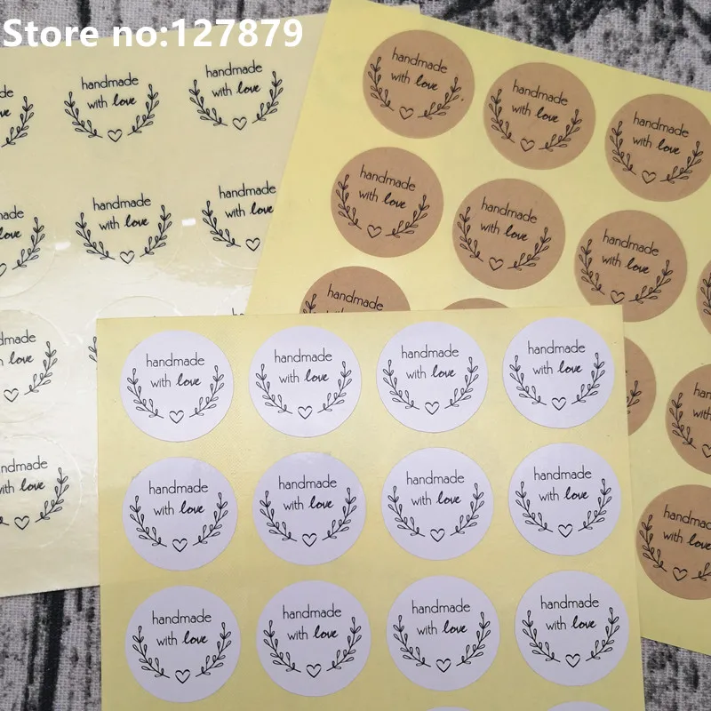 160pcs 2.5cm 1 inch "Handmade with Love" Stickers Seals Scrapbook DIY Craft Labels Round Scrapbooking Paper Labels Seal Sticker