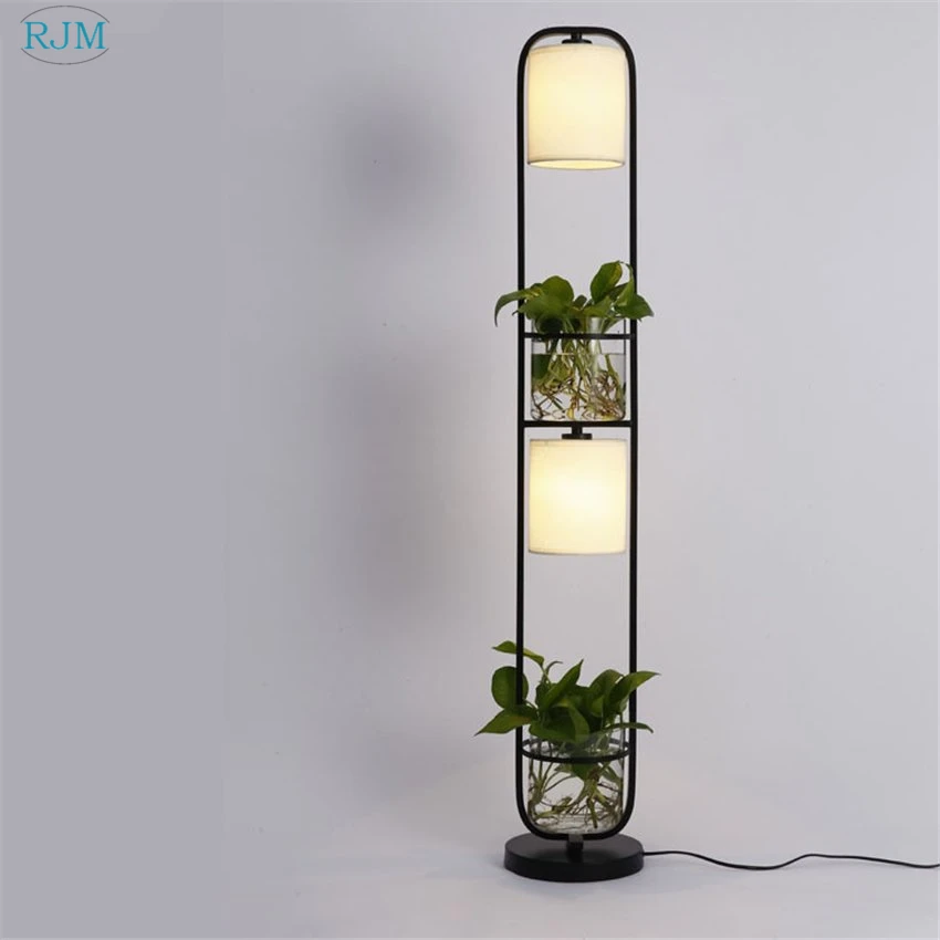 New Modern Art Creative Plants Floor Lamps Iron Cloth Lamp Shade Floor Lights for Living Room Bedroom Office Cafe Restaurant