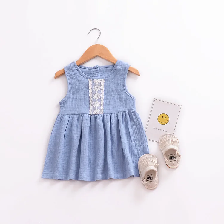 Mother nest Summer Girls Lace Vest Dress Cotton Princess Newborn Clothes Soft Children Party Dresses Kids Sleeveless Clothing  (5)