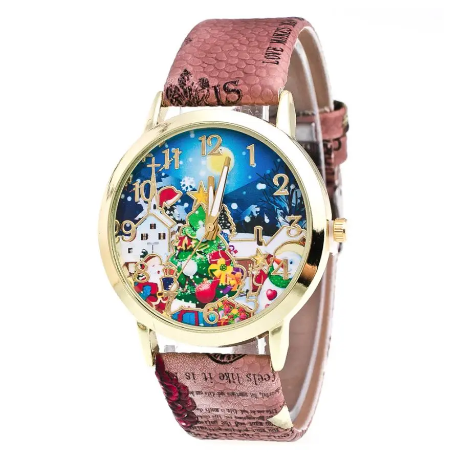Рождественский узор кварцевые часы для женщин браслет наручные часы Relogio Feminino женские часы для девочек рождественский подарок для влюбленных# C