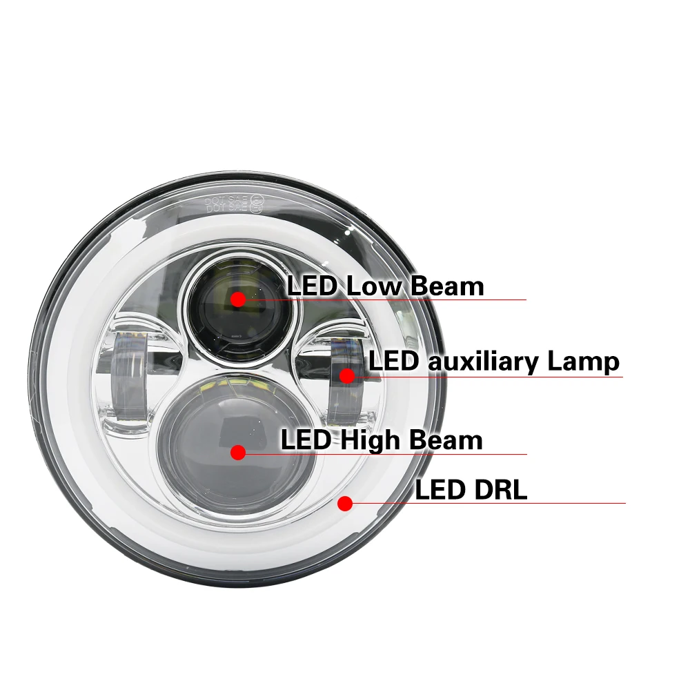 Newest 7 Inch LED Headlamp Halo Ring Amber Turn Signal For Lada Niva 4x4 Suzuki Samurai 7 LED DRL Halo Headlights For VAZ 2101 (38)