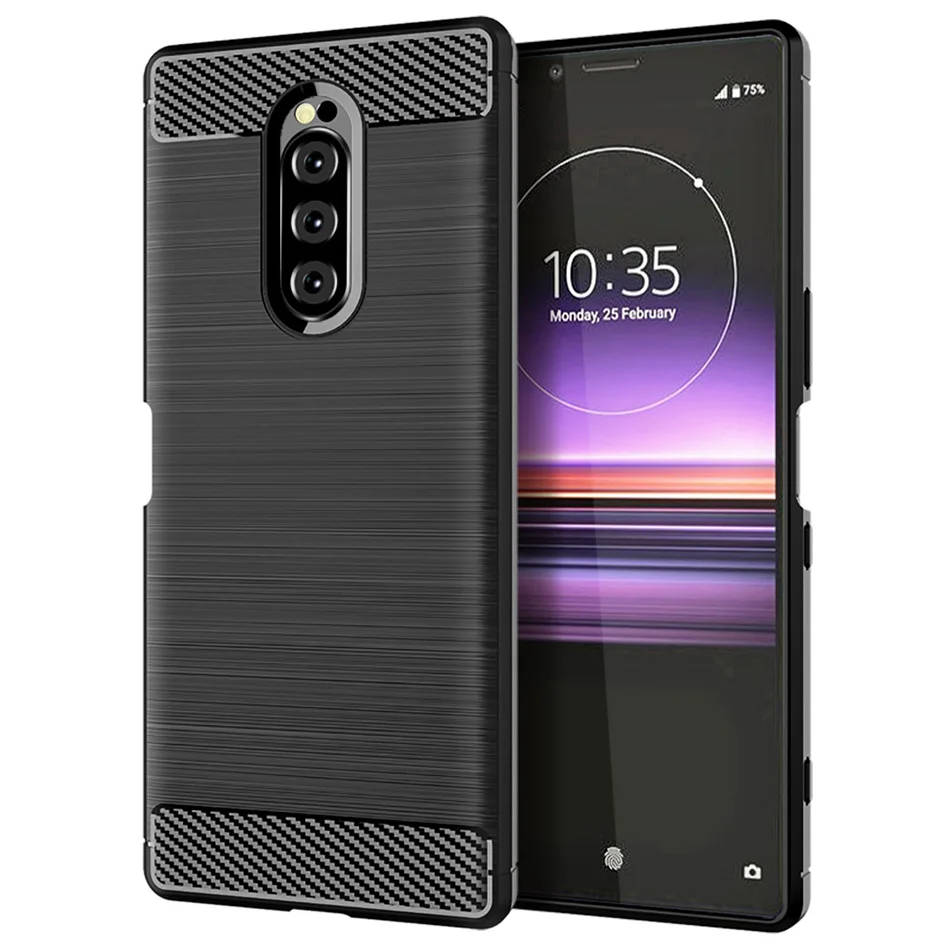 Чехол из углеродного волокна для sony Xperia 20 2, чехол для Xperia 10 XA1 XA2 Plus XA3 Ultra XZ3 XZ4 XZ1 Compact XZ XZ2, мягкий чехол из ТПУ - Цвет: Черный