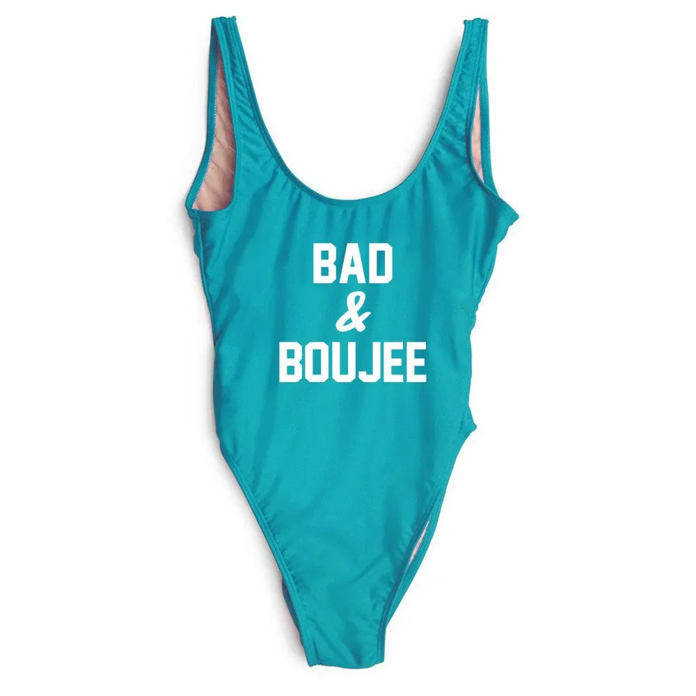 BAD AND BOUJEE SWIMSUIT Women Funny Bodysuit Summer Style Tops Tumblr