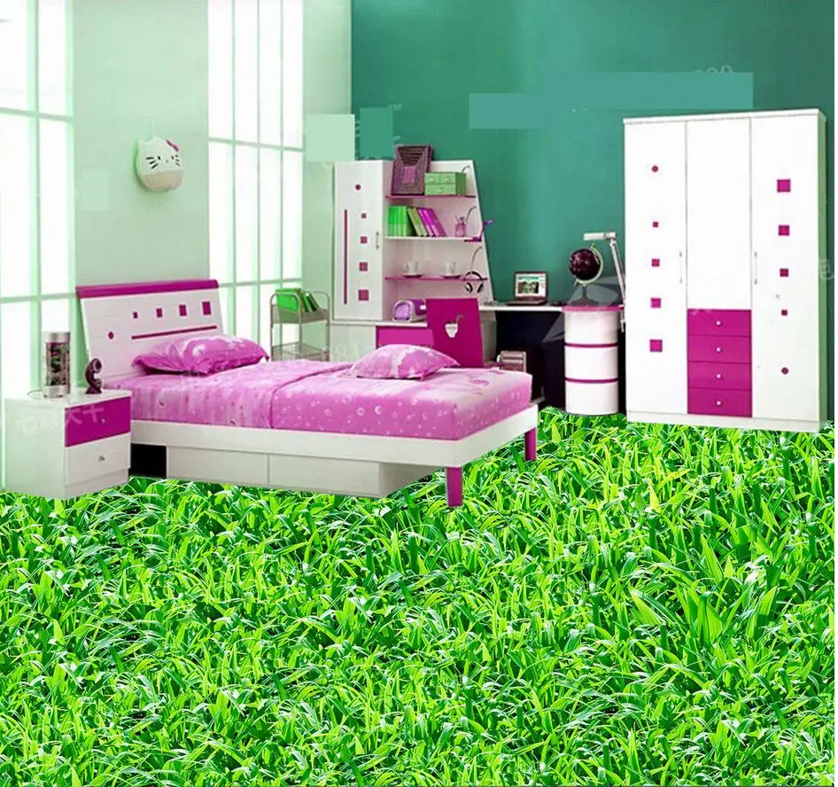 3d трава для покрытия пола газон 3D ванная комната пол живопись водонепроницаемые обои для ванной 3d Пол Фреска