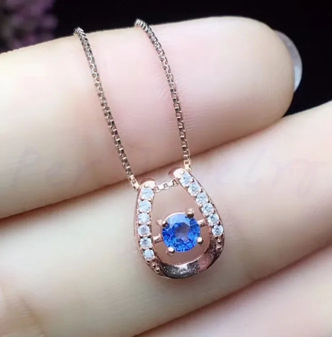 

Natural sapphire necklace pendant Free shipping Origin blue sapphire 925 sterling silver For men or women 0.35ct gem #BR18110310