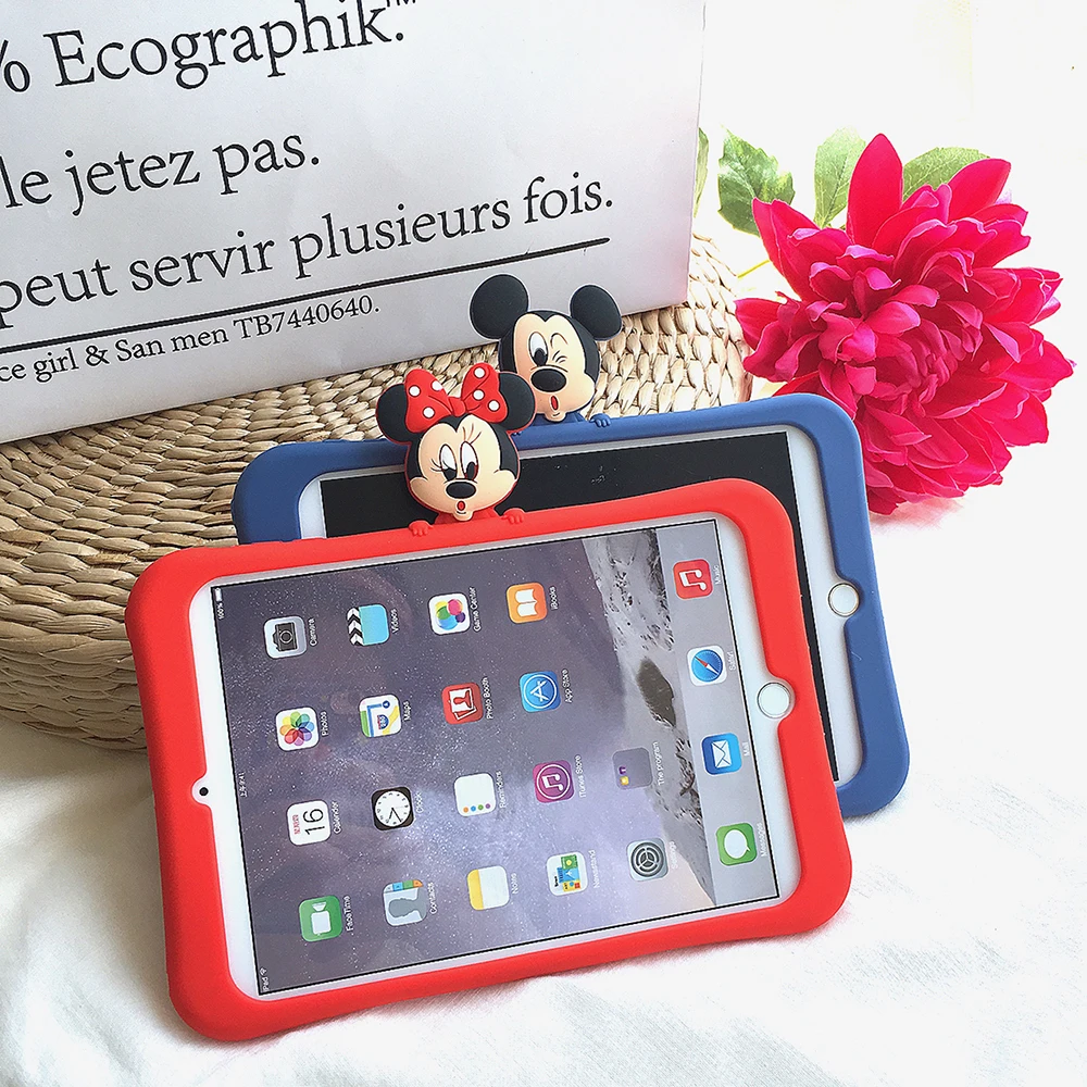 Микки и Минни Маус кукла для iPad 9,7 Pro9.7/10,5 скрыть подставка силиконовый чехол Защитный Чехол Air 2/2/3/4 мини 7,9 Mini 5 корпус