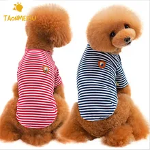 Хлопковый полосатый костюм для собаки, пижама, футболка для собаки, одежда для домашних животных, милая одежда