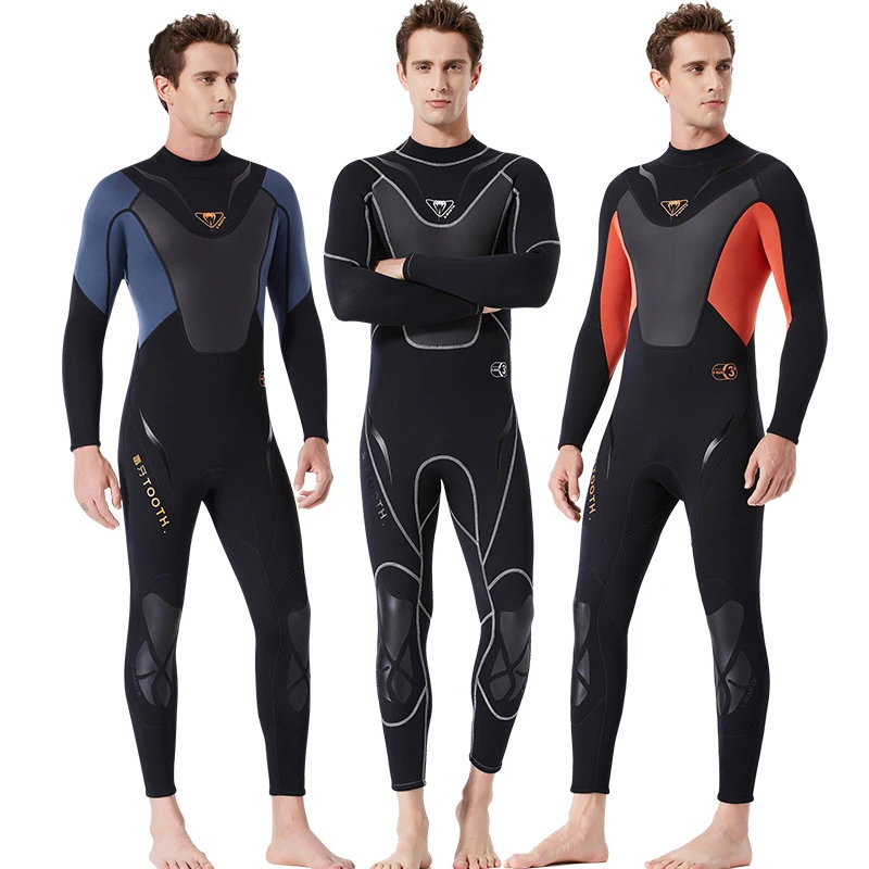 

3MM Neoprene Long Sleeve Wetsuit One-Piece Close Body Sunscreen Diving Suit for Men Scuba Dive Surfing Snorkeling Spearfishing