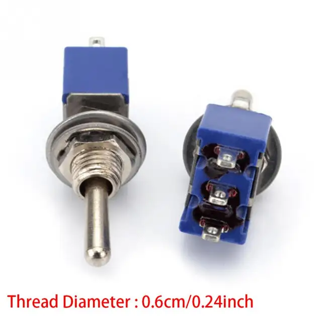 5pcs/set Toggle Switch AC 2 Position 3 Terminals ON/OFF SPDT Dark Blue 6mm