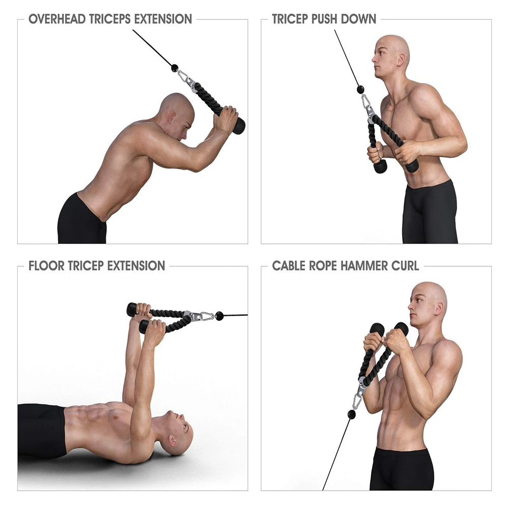 Tricep Rope Pull Down Fitness Laterals Biceps Muscle Sport Training
