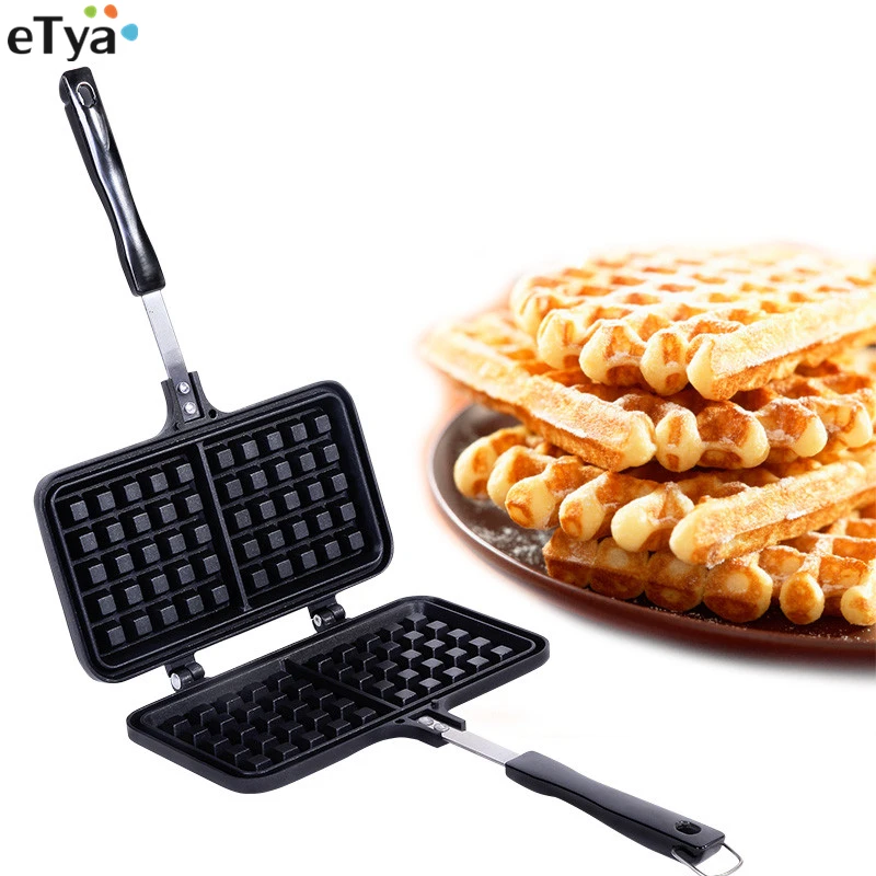 2 Grids Rectangle Shape Waffle Mold Maker Muffin Cake Pan Mould Cast