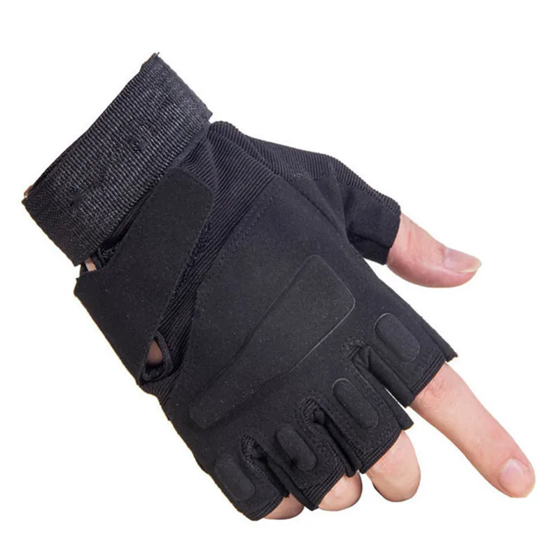 MEGE тактические перчатки для мужчин без пальцев армейские перчатки альпинистские охотничьи противоскользящие фитнес спортивные тренировочные перчатки для страйкбола - Цвет: BLACK