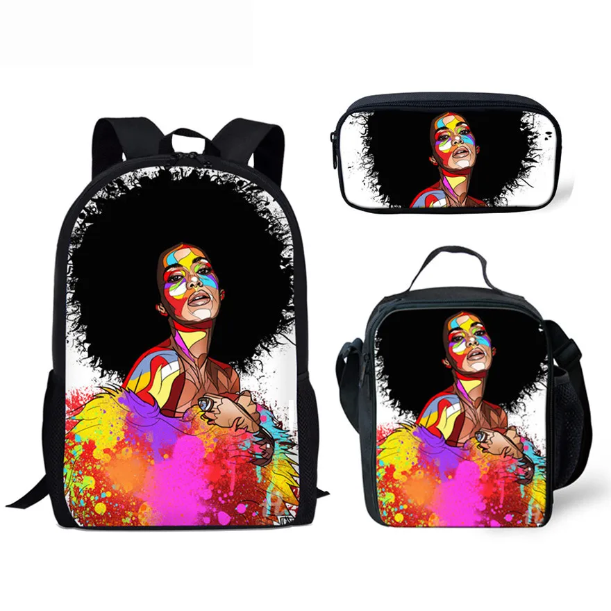 YQ1915CGK FORUDESIGNS Kids 3 шт./компл. школьные рюкзаки для женщин черная девочка волшебный Африканский рюкзак детский основной школьный рюкзак ранец - Цвет: YQ1915CGK