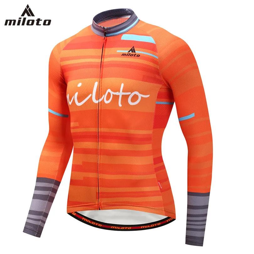 Orange Men's Cycling Jerseys Full Sleeve Reflective Man Bicycle Shirts