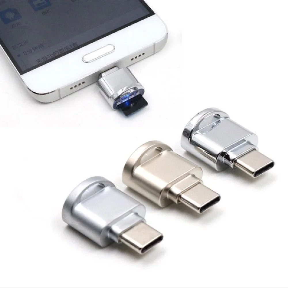 

Mini Aluminium Alloy USB 3.1 Type C Micro SD TF Memory Card Reader OTG Adapter Connector