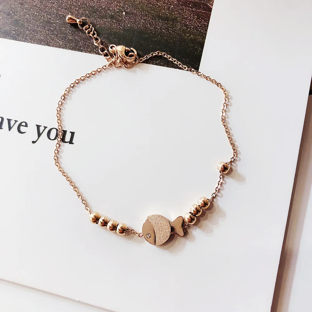 Luxury Kisses Fish Pearl Beads Anklets Bracelet Foot Chain For Women Charm Boho Vintage Rose Gold Jewelry Lovers Gift A28