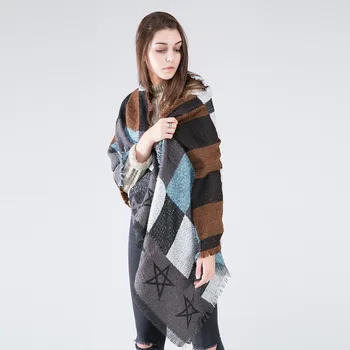 

2018 Top Fashion Rushed Hijab Winter Scarf Lady Star Scarf Cashmere Fashion All-match Scattered To Genuine Big Winter Shawl