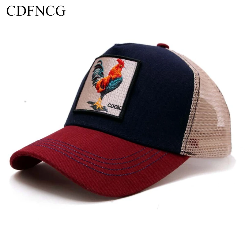 

CDF 2019 Summer Animal Snapback Pop Breathable Baseball Cap Embroidery Cock Streetwear Cotton Sun Dad Hat for Men Women Gorras