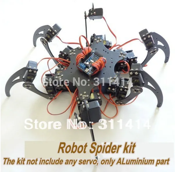 1Set Black Six Legs Alloy 3DOF Hexapod Spider Robot Frame Kit DIY for Arduino 