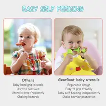 Baby Spoon Fork Self Feeding Utensils First Training Baby Eating Supplies BPA Free, Baby Led Weaning for 6+ Month Baby Toddler baby led weaning