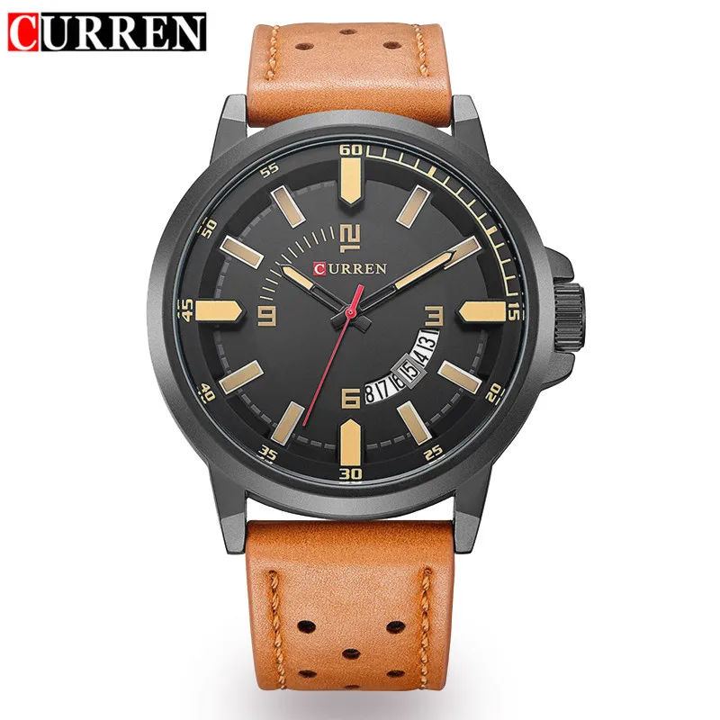 

New Curren Watches Men Brand Luxury Leather Strap Quartz Watch Military Sport Waterproof Clock Male Wristwatch Relogio Masculino