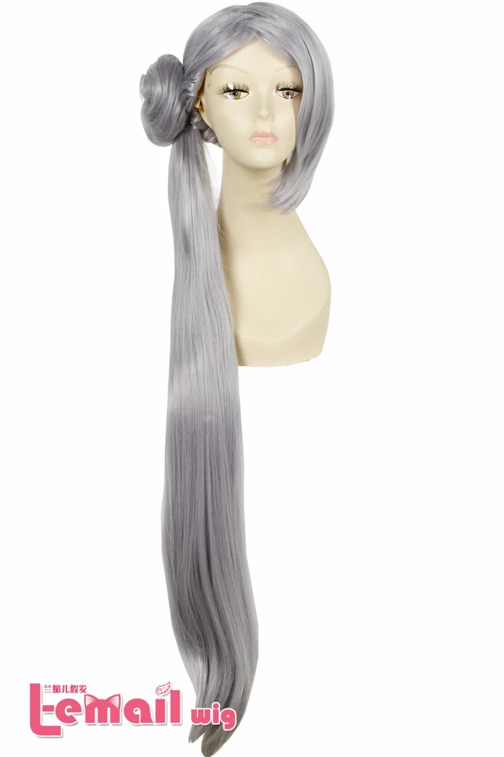

2015 New Free Shipping Cheap 110cm Touken Ranbu Online Imanotsurugi Gray Purple Ponytail Cosplay Wigs