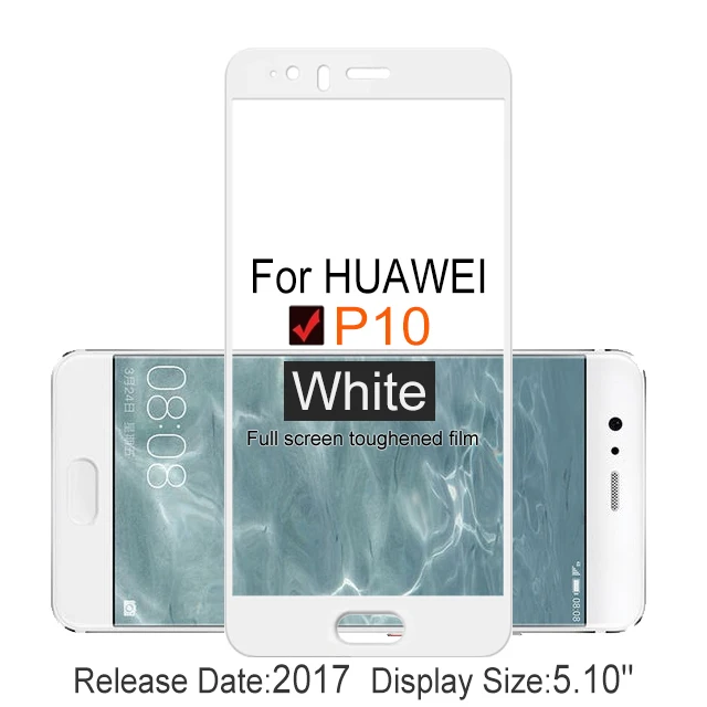2 шт полное покрытие экрана протектор Закаленное стекло для huawei P10 5,1" 9 H Защитное стекло для P 10 p10 VTR L09 L10 L29 пленочный чехол - Цвет: Huawei P10 White