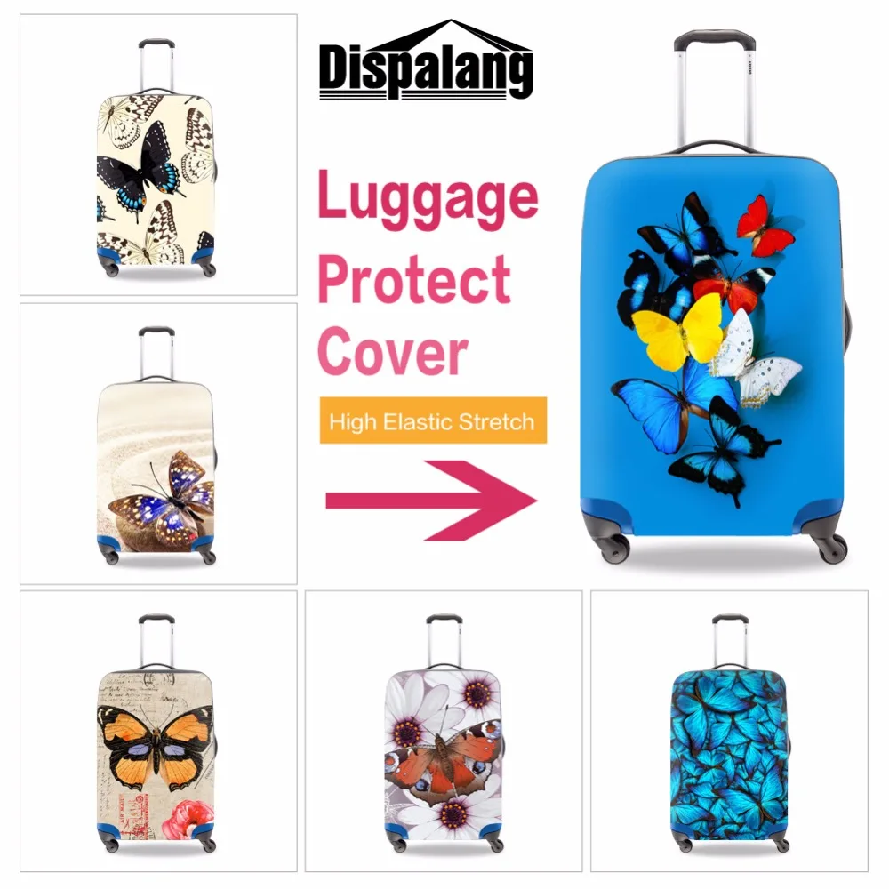 Latest Design Waterproof Luggage Cover Cute Butterfly Printed Suitcase