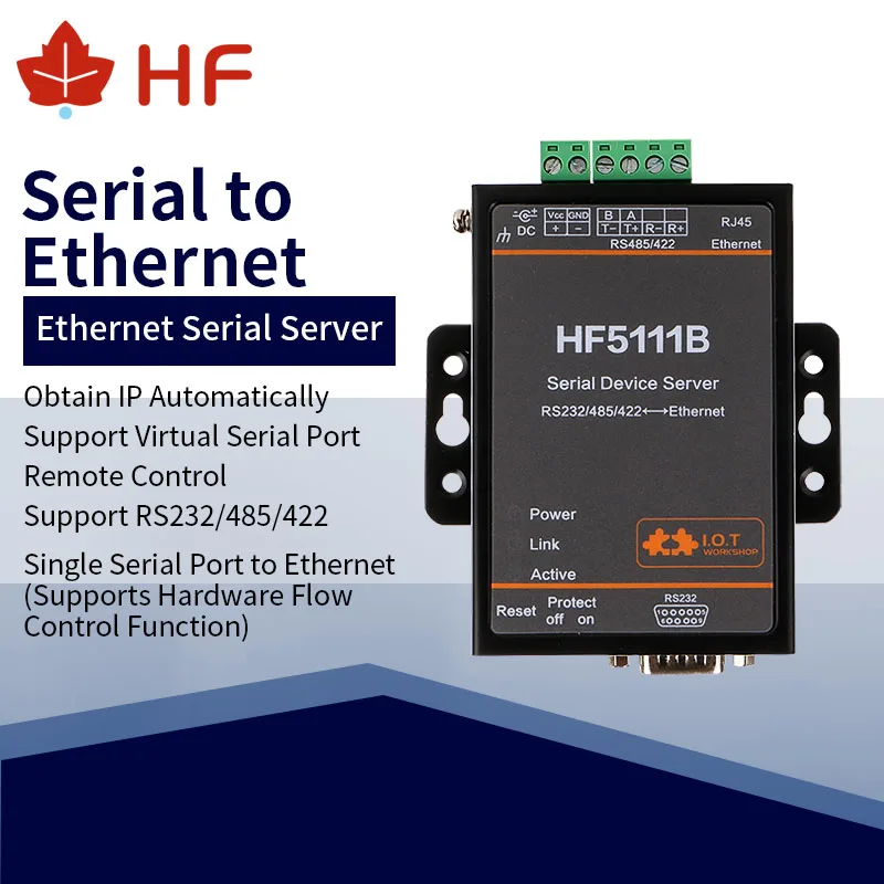 Высоколетающий официальный HF5111B RJ45 RS232/485/422 серийный к Ethernet бесплатно RTOS 1 порт