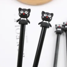 2 pcs/lot Black Cat Gel Pen Cute 0.5 mm Animal black ink Signature pens for writing office school supplies stationery gift 8 pcs lot kawaii cat footprint gel pens for writing cute black ink signature pen office school supplies canetas lapices