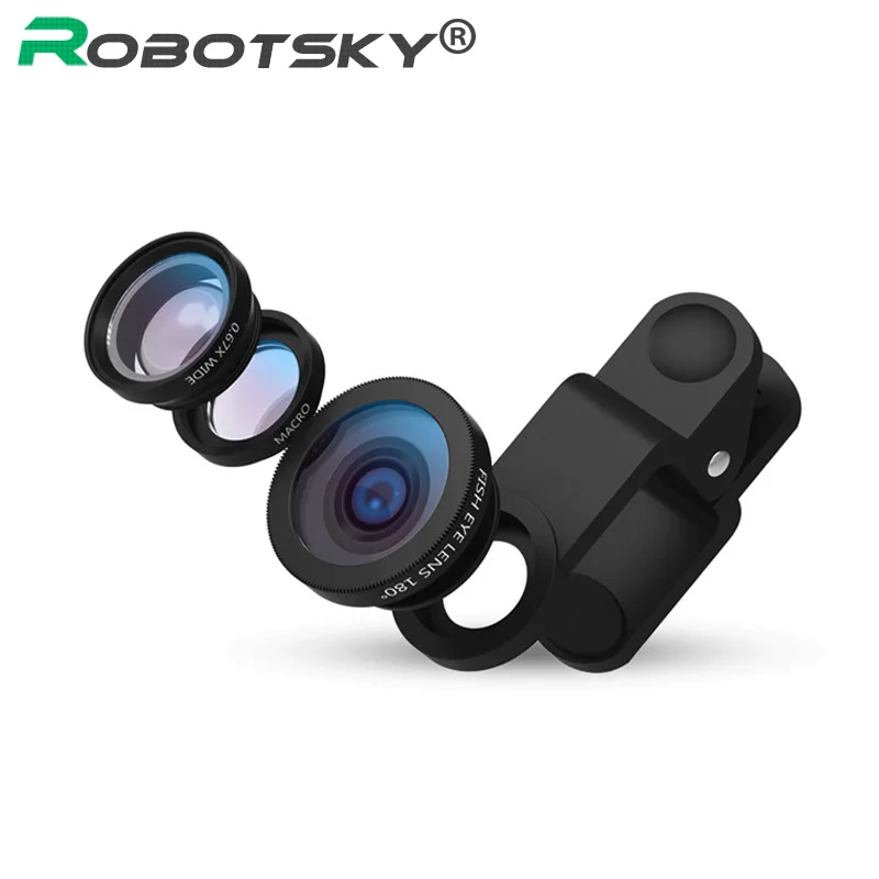 

Portable 3 in 1 Phone Camera Lens Fish Eye Wide Angle Macro Lens for Mobile Phone
