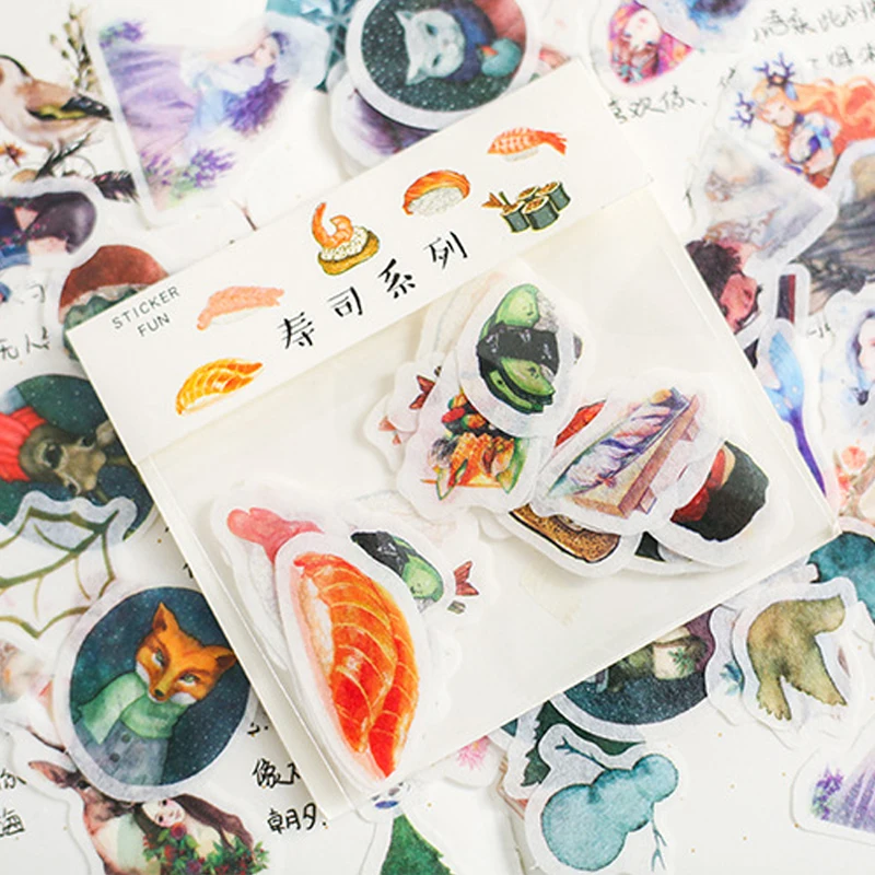 32 листов/лот много стилей растений животных еда бумажная наклейка для творчества дневник декоративные уплотнения стикеры альбом